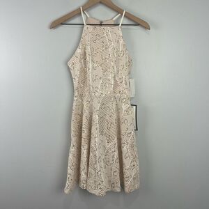 Junior’s City Studio Gold Accent Sequin Dress with Nude/Whi Cut Out 1 NWT